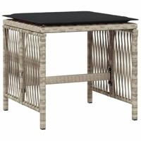 Tuinkrukken 4 st met kussens 41x41x36 cm poly rattan lichtgrijs - thumbnail