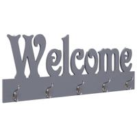 VidaXL Wandkapstok welcome 74x29,5 cm grijs - thumbnail