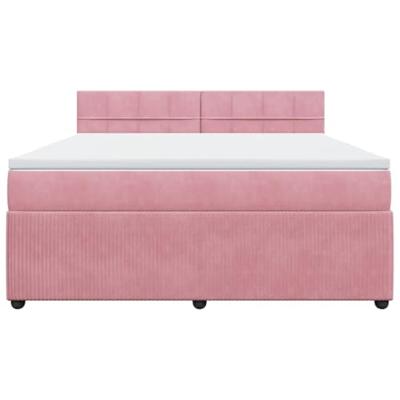Boxspring met matras fluweel roze 180x200 cm