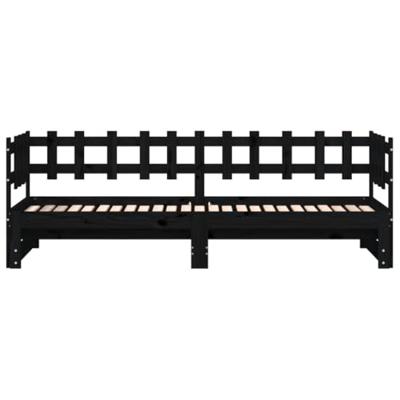 Slaapbank uitschuifbaar 2x(80x200) cm massief grenenhout zwart