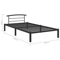 Bedframe metaal zwart 90x200 cm - thumbnail