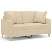 Tweezitsbank met sierkussens 120 cm stof crèmekleurig - thumbnail