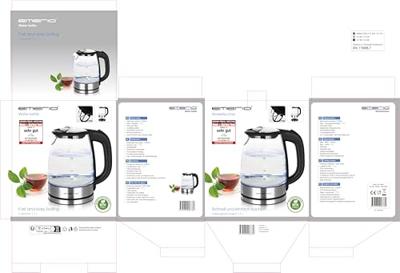 Emerio WK-119988 Glazen Waterkoker 1.7L 2200W RVS/Zwart