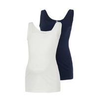 MAMALICIOUS zwangerschapssinglet Sia - set van 2 donkerblauw/wit - thumbnail