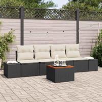 Tuinbankenset met opslag 5 pcs Zwart en Crème poly rattan - thumbnail