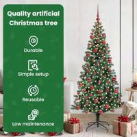 VidaXL Kunstmatig voorverlicht kerstboom groen 180 cm pvc en metaal - thumbnail