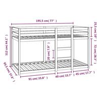 Stapelbedframe zonder matras massief grenenhout 90x190 cm - thumbnail