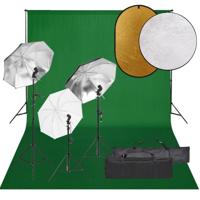 Fotostudioset met verlichtingsset, achtergrond en reflector - thumbnail