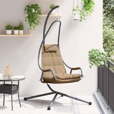 VidaXL Hangende ei-stoel taupe 94 x 107 x 196,5 cm staal VidaXL Hangende ei-stoel taupe 94 x 107 x 196,5 cm staal