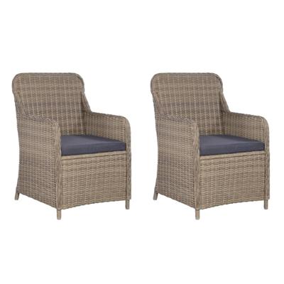 Tuinstoelen 2 st met kussens poly rattan bruin