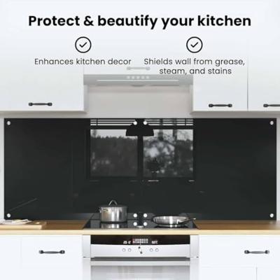 VidaXL Keuken achterwand 2 pcs zwart 80 x 60 cm gehard glas