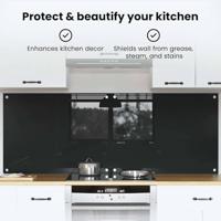 VidaXL Keuken achterwand 2 pcs zwart 80 x 60 cm gehard glas - thumbnail