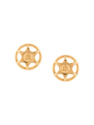 Chanel Pre-Owned 1997 CC logos button earrings - GOLD
