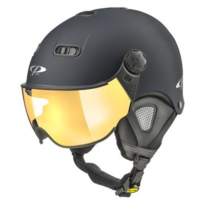 CP Carachillo XS skihelm zwart mat - helm met spiegel vizier (☁/☀) CP Carachillo XS skihelm zwart mat - helm met spiegel vizier (☁/☀)