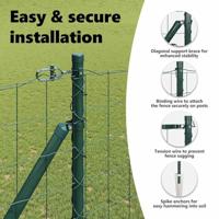 VidaXL Hek met paal groen 1,5 x 10 m staal en pvc - thumbnail