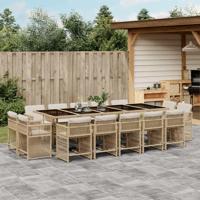 15-delige Tuinset met kussens poly rattan beige - thumbnail