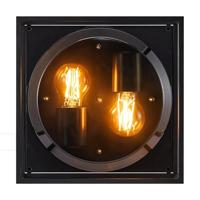 Plafondlamp zwart industrieel met E27 fitting en smokeglas &apos;Griffin&apos; 26 cm - thumbnail