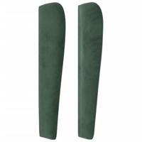 Hoofdbord met randen 83x23x118/128 cm fluweel donkergroen - thumbnail
