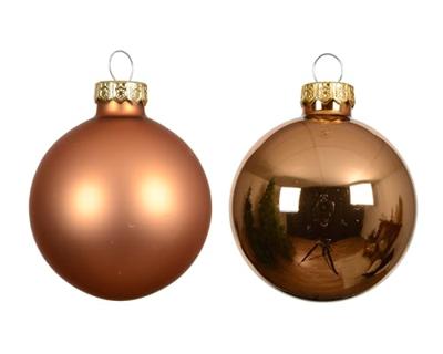 Kerstballen glas d8 cm brandy 6 st Decoris - Decoris
