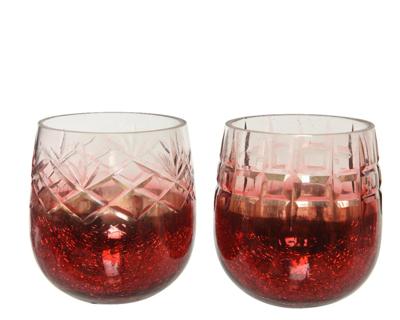 Theelichthouder glas d8h8 cm kerstrood a2 KSD - Ksd Theelichthouder glas d8h8 cm kerstrood a2 KSD - Ksd