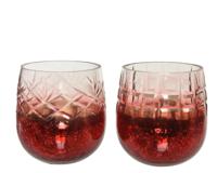 Theelichthouder glas d8h8 cm kerstrood a2 KSD - Ksd - thumbnail
