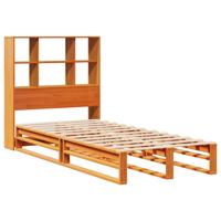 Bed met boekenkast zonder matras hout wasbruin 140x190 cm - thumbnail