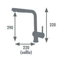 ROUSSEAU Keukenmengkraan Matsouko - Met handdouche - Chroom grijs en zwart - thumbnail