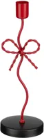 Mica Decorations kandelaar ijzer strik 8x7x25cm rood - thumbnail