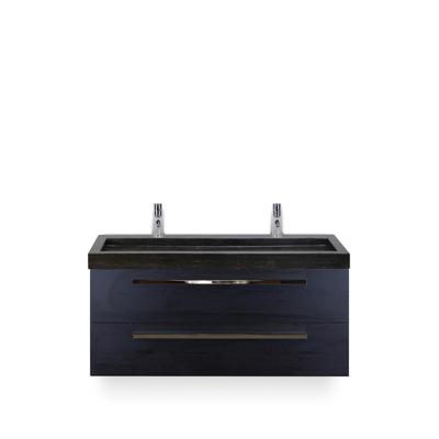 Seville Badmeubelset 120 cm - 2 laden Black Oak - Wastafel Lucca Enkel