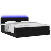 Ottoman bed met matras en LED's 180x200cm fluweel zwart - thumbnail