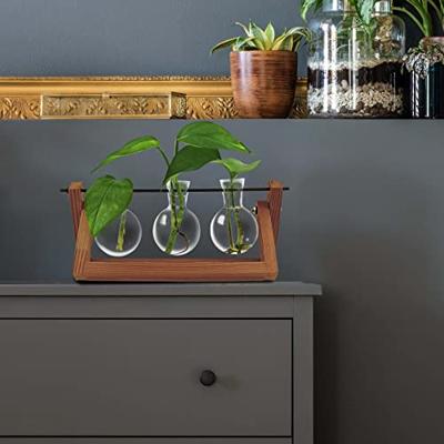 Houten Stekjesvaas - 3 Glaasjes