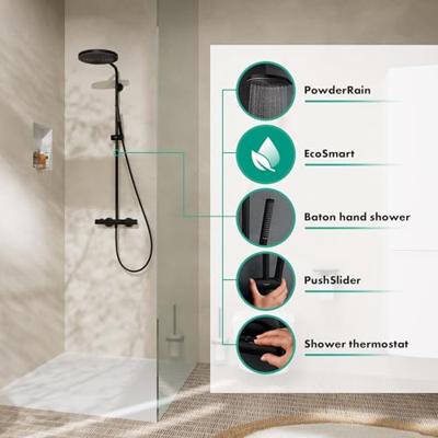 Hansgrohe Pulsify S Puro Showerpipe 260 1jet met thermostaat, mat zwart