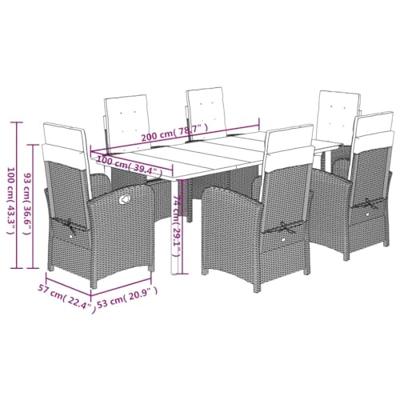7-delige Tuinset met kussens poly rattan zwart 7-delige Tuinset met kussens poly rattan zwart