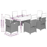 7-delige Tuinset met kussens poly rattan zwart - thumbnail