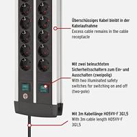 Brennenstuhl 1391000916 Stekkerdoos met schakelaar Zwart, Zilver Randaarde stekker 1 stuk(s) - thumbnail