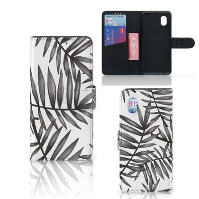 Leaves Grey Hoesje Alcatel 1B (2020) Leaves Grey Design Kunstleer TPU | Book Case Leaves Grey Hoesje Alcatel 1B (2020) Leaves Grey Design Kunstleer TPU | Book Case