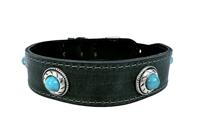 Sazzz halsband hond boho treasure stone vintage leer antraciet - thumbnail