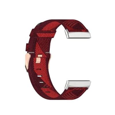 Fitbit Versa 3/4 & Sense 1/2 Canvas nylon bandje - Rood Fitbit Versa 3/4 & Sense 1/2 Canvas nylon bandje - Rood