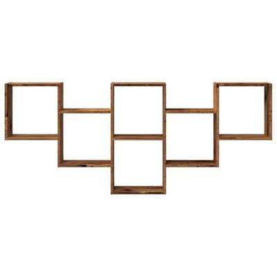 Wandschap 159x18x66 cm bewerkt hout oud houtkleurig