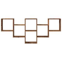 Wandschap 159x18x66 cm bewerkt hout oud houtkleurig - thumbnail