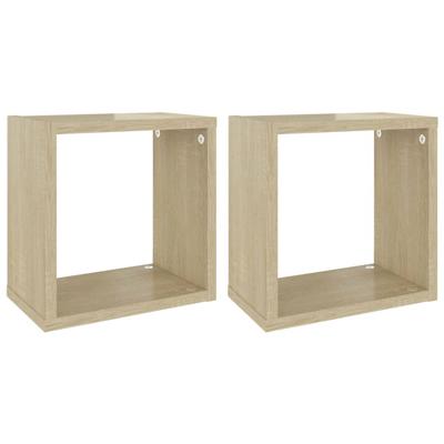 VidaXL Wandschappen kubus 2 st 26x15x26 cm sonoma eikenkleurig VidaXL Wandschappen kubus 2 st 26x15x26 cm sonoma eikenkleurig