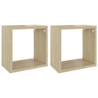 VidaXL Wandschappen kubus 2 st 26x15x26 cm sonoma eikenkleurig - thumbnail