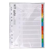 OFFICE products tabbladen, A4, karton, 11-gaatsperforatie, geassorteerde kleuren, 10 tabs - thumbnail