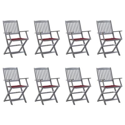 Tuinstoelen 8 st inklapbaar met kussens massief acaciahout