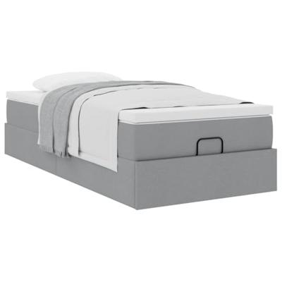 Ottoman bed met matras 90x200cm stof lichtgrijs