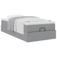 Ottoman bed met matras 90x200cm stof lichtgrijs - thumbnail