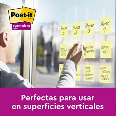 Post-It Super Sticky Notes, 90 vel, ft 47,6 x 47,6 mm, geel, 8 + 4 GRATIS