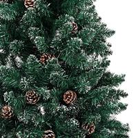 VidaXL Kerstboom met echt hout en sneeuw smal 210 cm groen - thumbnail