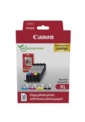Canon photo value pack CLI-571XL, 375 - 895 foto's, OEM 0332C006, 4 kleuren Canon photo value pack CLI-571XL, 375 - 895 foto's, OEM 0332C006, 4 kleuren