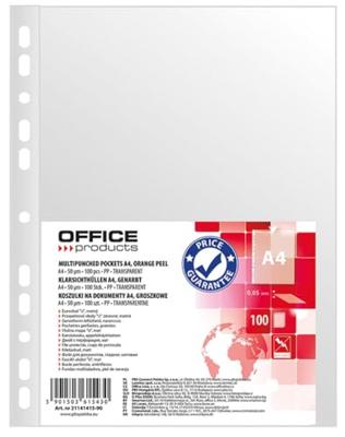 OFFICE products geperforeerde showtas, A4, 50 micron, gekorreld, pak van 100 stuks